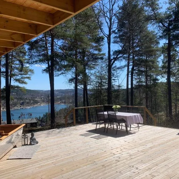 Summer cabin in Nesodden open-air bath large terrace，位于Hvitsten的酒店