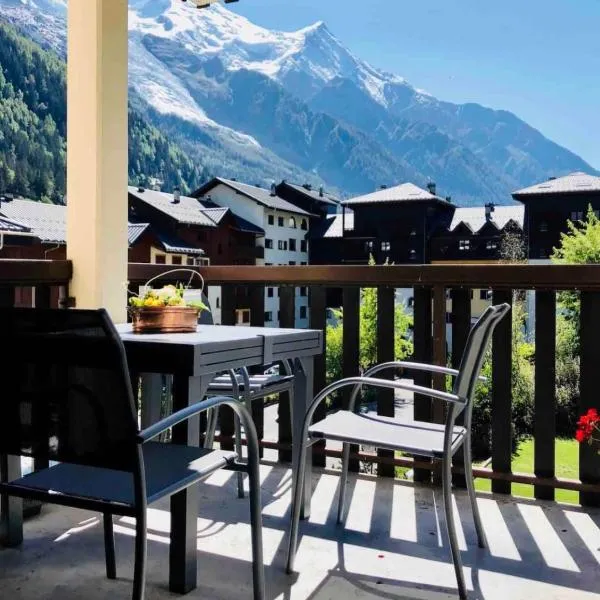 Mont Blanc 25, vue Mont blanc, balcon, parking，位于夏蒙尼-勃朗峰的酒店