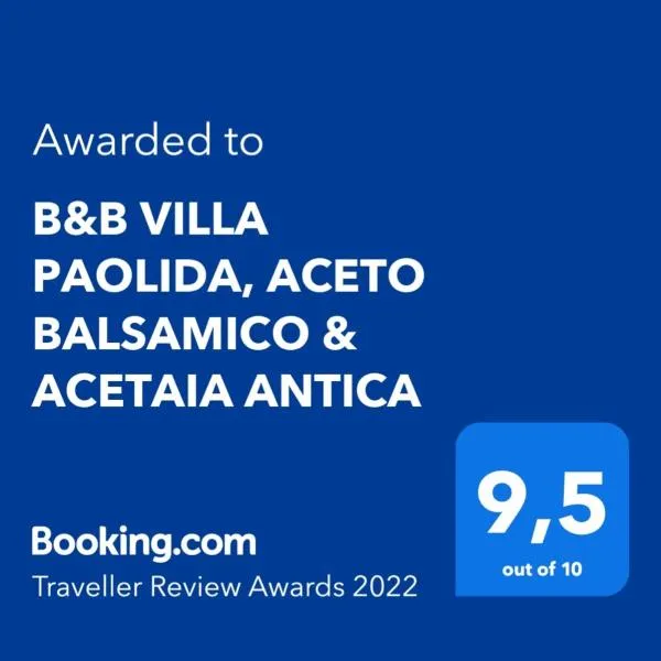 B&B VILLA PAOLIDA, ACETO BALSAMICO & ACETAIA ANTICA，位于Crevalcore的酒店