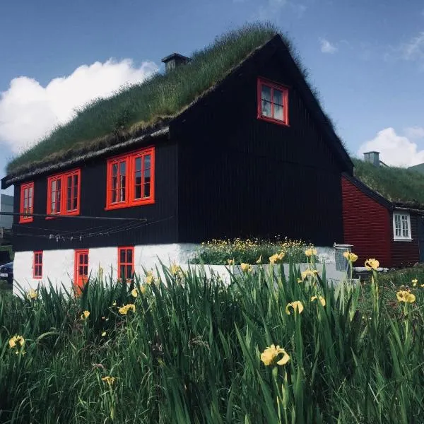 Turf House Cottage - Near Airport，位于Miðvágur的酒店