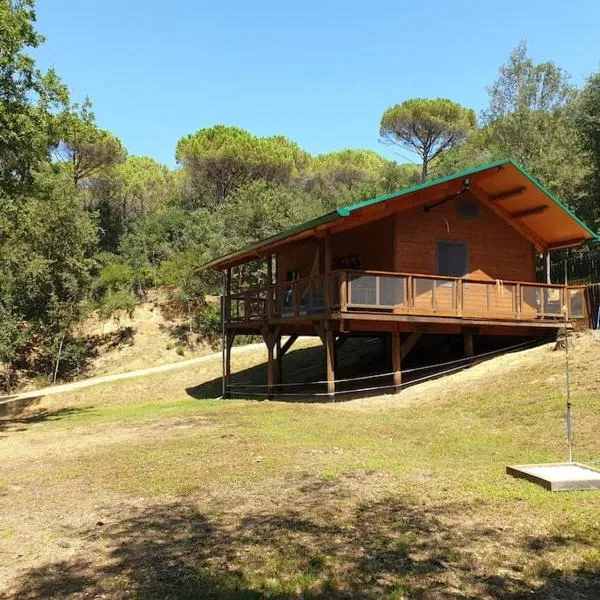 Rustic Cabin in the Woods/Cabaña en el bosque，位于Amer的酒店