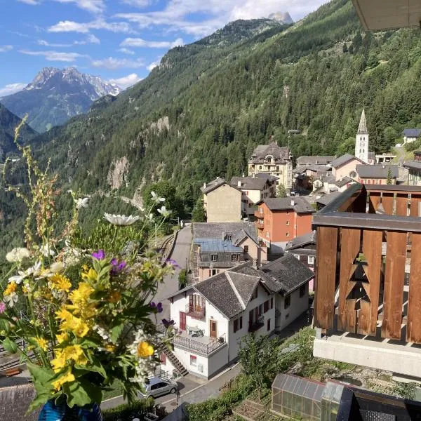 Bel appartement 2.5 pièces avec balcon, magnifique vue sur le glacier des Grands，位于Finhaut的酒店