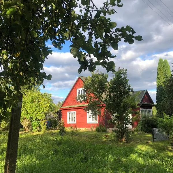 Tranquil country cottage with outdoor fireplace，位于Stelmužė的酒店