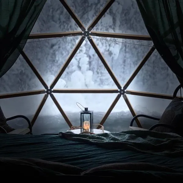 Aurora Igloo Fireplace-heated Tents in a secret forest with private Jacuzzi and shared sauna bathroom and dog friendly，位于罗瓦涅米的酒店
