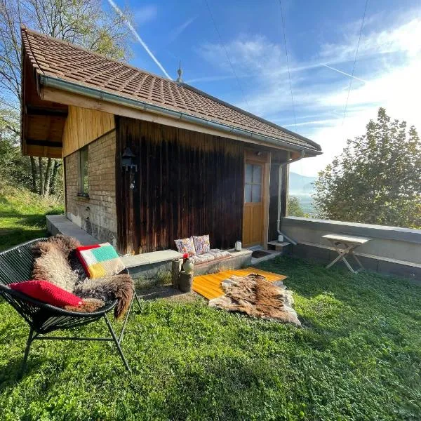 Jolie cabane avec jacuzzi pour les amoureux de la nature，位于Tullins的酒店