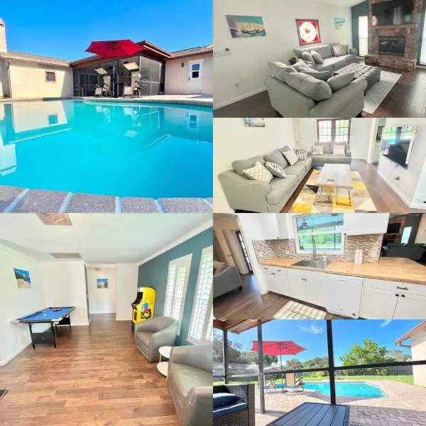 Dream Vacation Home w Heated Pool Close to Beaches Clearwater St Pete Sleeps 14，位于Seminole的酒店