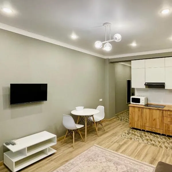 Modern Studio with Panoramic Mountain View，位于阿拉木图的酒店