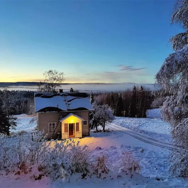 Mysigt hus med utsikt över fjäll och älv.，位于Nyland的酒店