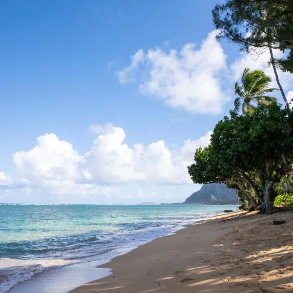 Breezy Beachfront Bali-Style Haven 180 Degree OceanView，位于Hauula的酒店