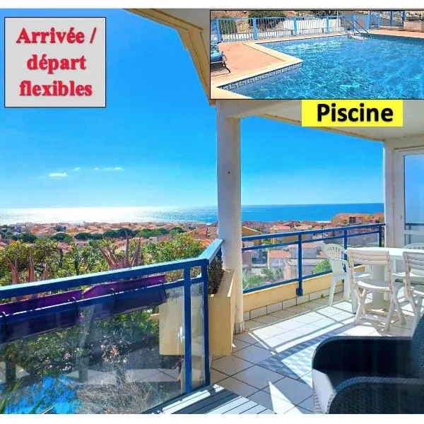 Plain-pied, terrasse, piscine, pleine vue mer, plage à 6' à pied, parking, wifi，位于弗勒里的酒店