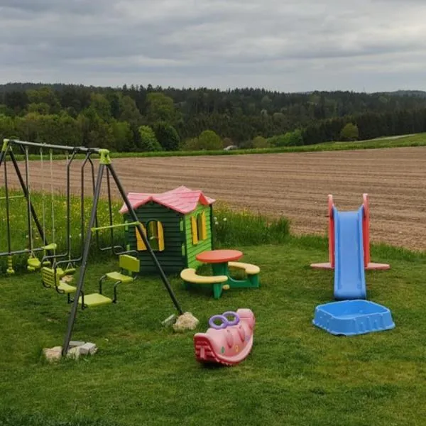 Durchreisestop mit Kinder am außergewöhnlichen Spitzboden mit Autobetten und Bad ,Küche im Souterain，位于Deining的酒店