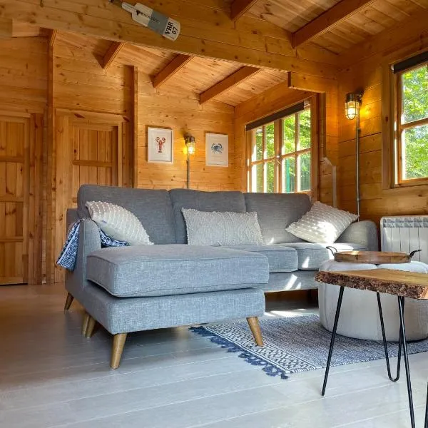 O Dan Y Coed Swedish Log Cabin with New 2024 Wood Fired Hot Tub，位于Llangian的酒店