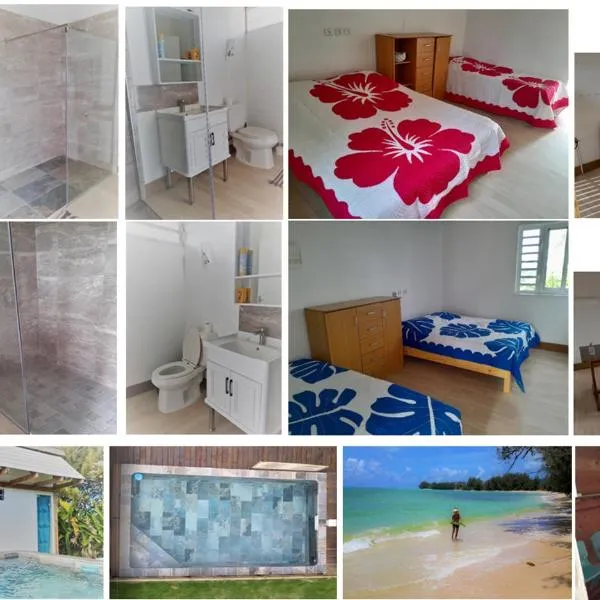 Mara'ai le spot Tubuai Chambre triple Taahueia Deluxe SDB privée avec piscine，位于土布艾岛的酒店