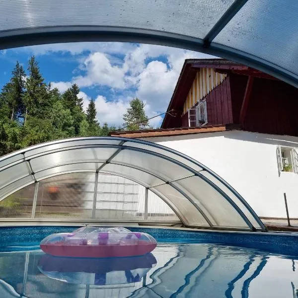 Roubenka Mlýn u skály Deštné v Orlických horách volné termíny 5 bytů，位于德尔内夫奥里克的酒店