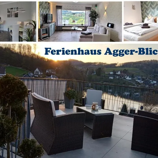 Exklusives Ferienhaus "Agger-Blick" mit riesiger Seeblick-Terrasse, Sauna, E-Kamin & Kajak，位于恩格尔斯基兴的酒店