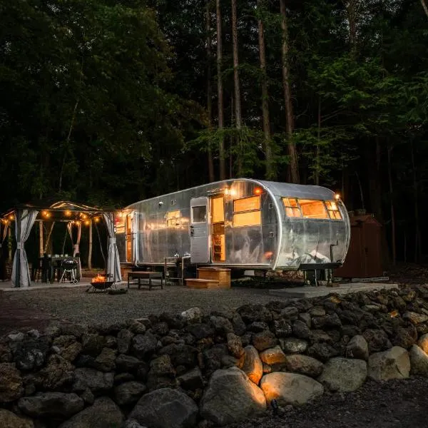 本栖ベース～ヴィンテージトレーラーとバレルサウナ’1日1組限定’の貸切別荘～，位于富士河口湖的酒店