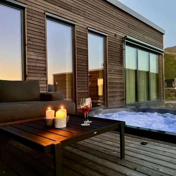 Luxury Lodge with jacuzzi and sauna，位于Gimsøy的酒店