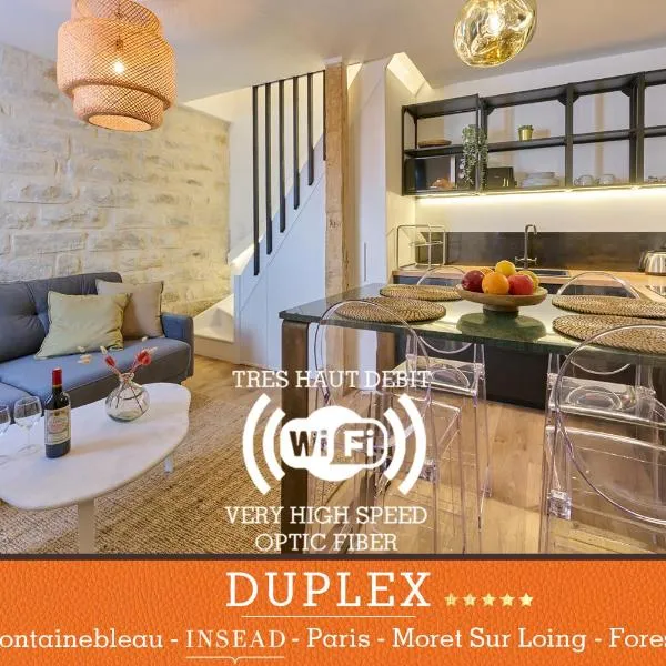 Duplex High Standing 7'➤Fontainebleau⎮45'➤Paris + Terrace，位于Villemer的酒店