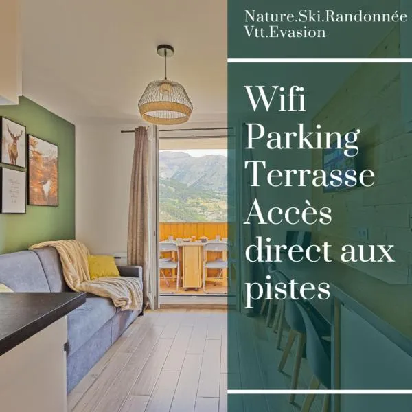 Studio de charme avec vue sur le Val d'Allos, parking et Wifi gratuit，位于Villars-Colmars的酒店