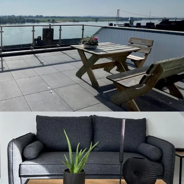 PANORAMA - Exklusives Apartment an der Promenade mit Dachterrasse & Rheinblick，位于Borghees的酒店