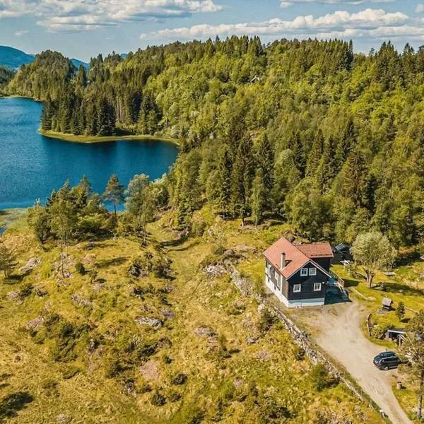 Beautiful Private Villa with Lake View and Boat，位于Hålland的酒店