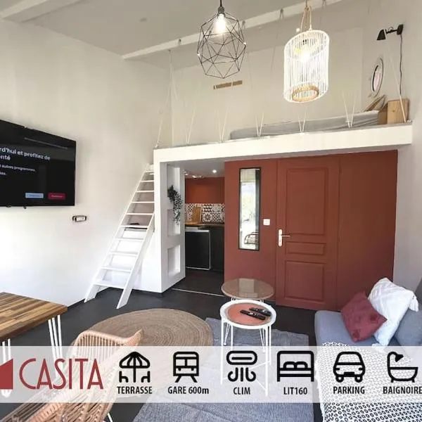 Casita: maison duplex +parking/terrasse/Netflix，位于Saint-Parres-lès-Vaudes的酒店