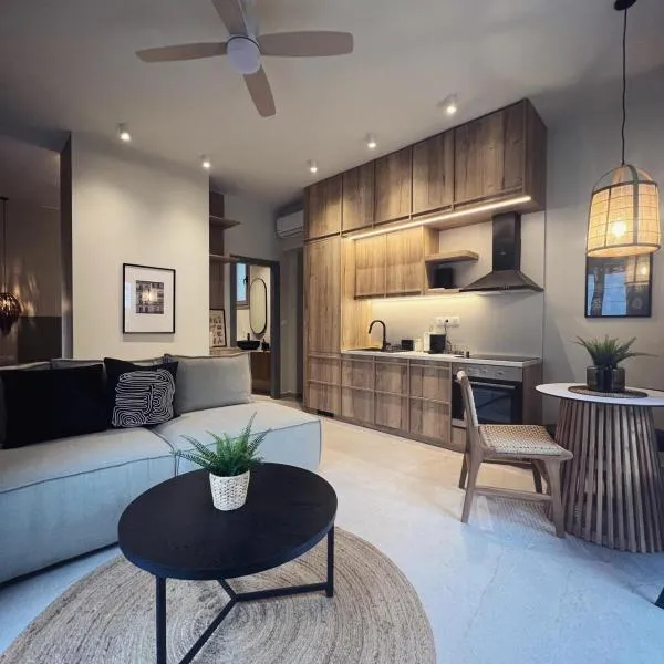 Luxurious wooden detail flat in city center，位于哈尔基斯的酒店