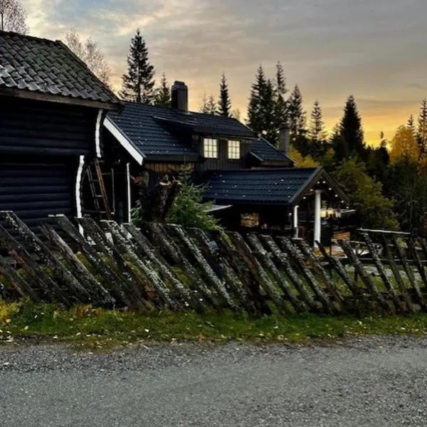 Koselig rom i tømmerhus, inkl morgenkaffe，位于Skarnes的酒店