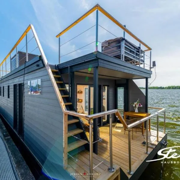 Hausboot Glücksmomente mit Dachterrasse in Schleswig am Ostseefjord Schlei，位于石勒苏益格的酒店