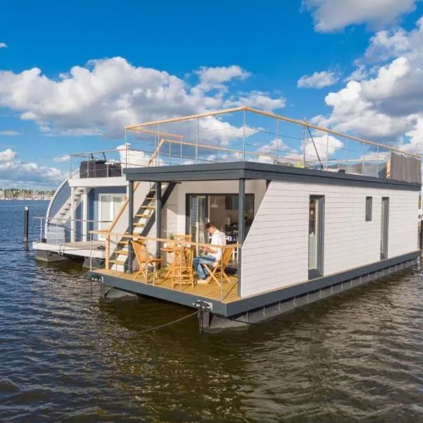 Hausboot Aegir mit Dachterrasse in Schleswig am Ostseefjord Schlei，位于石勒苏益格的酒店