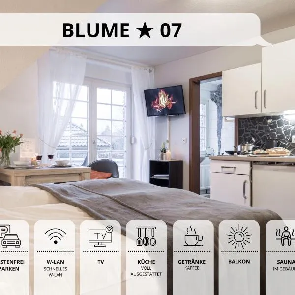 Blumenvilla 7 mit Küche, Balkon, Sauna und Garten，位于Fintel的酒店