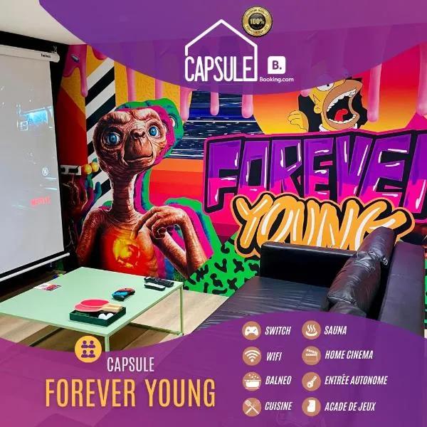 Capsule Forever Young - Jacuzzi - Sauna - Billard - arcade de jeux - Netflix & home cinéma - Ping Pong，位于Hastière-par-delà的酒店