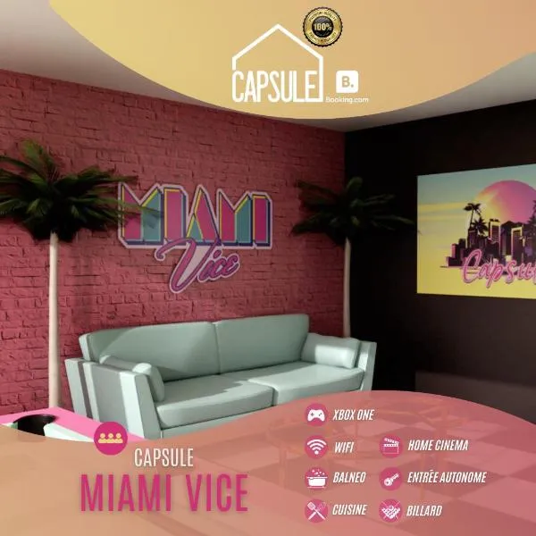 Capsule Miami Vice - Jacuzzi - Billard - Ecran cinéma & Netflix - Ping-Pong - Nintendo & Jeux-，位于列万的酒店