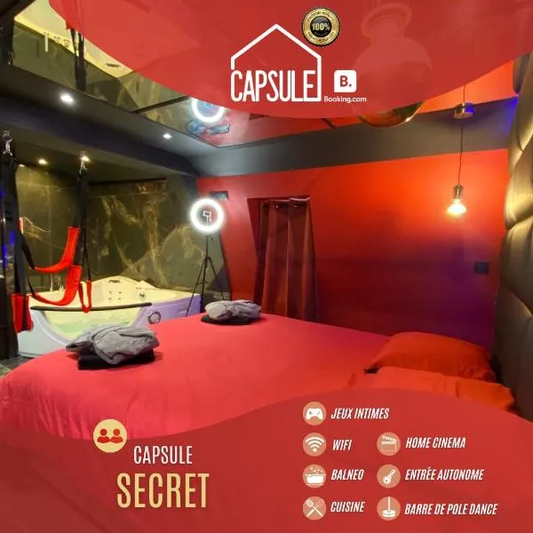 Capsule Secret - Jacuzzi - Netflix & Home cinéma - Jeux de couple - Barre de pole dance，位于瓦朗西纳的酒店