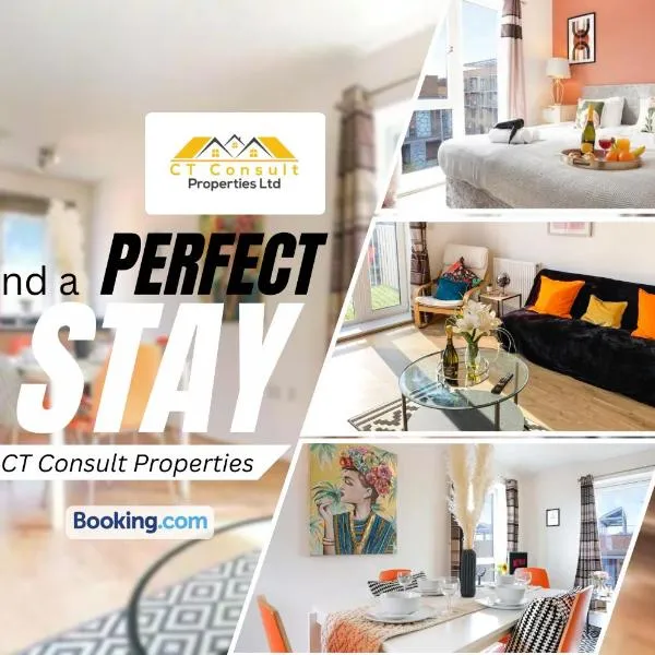 Beautiful 2 Bedroom, 2 Bathroom, Free Parking, Milton Keynes City Centre Penthouse Apartment，位于米尔顿凯恩斯的酒店