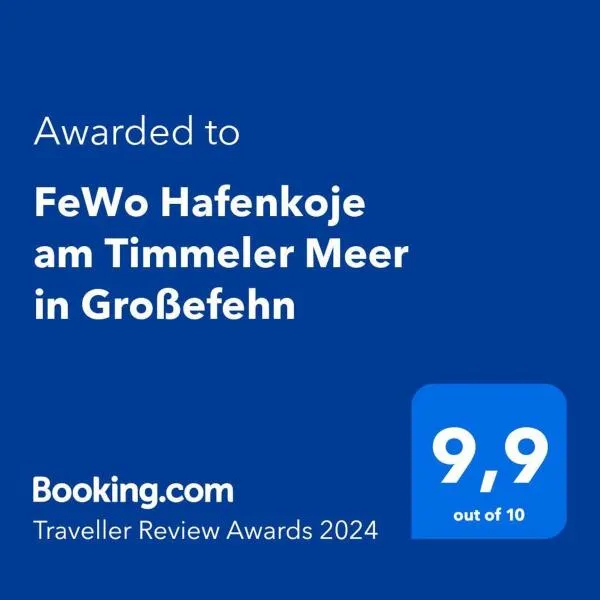 FeWo Hafenkoje am Timmeler Meer in Großefehn，位于Mittegroßefehn的酒店