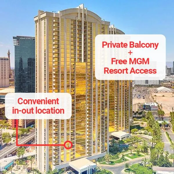 LADY LUCK'S VISTA - Private Balcony - Full Kitchen - Two Full Baths - Jetted Tub - Full MGM Grand Resort Access w No Resort Fee at MGM Signature，位于拉斯维加斯的酒店