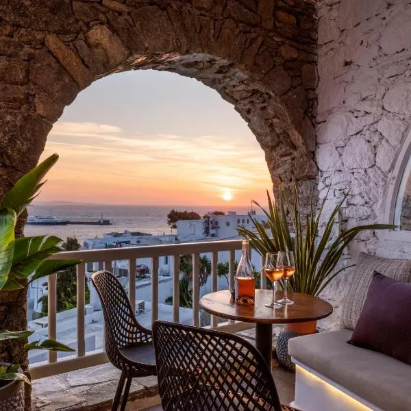 Yalos Hotel Sunset view Mykonos town private rooms，位于凯勒里瓦迪的酒店