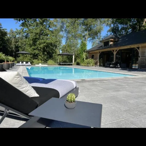 Magnifique chalet en bois avec piscine et jacuzzi，位于Villers-la-Ville的酒店