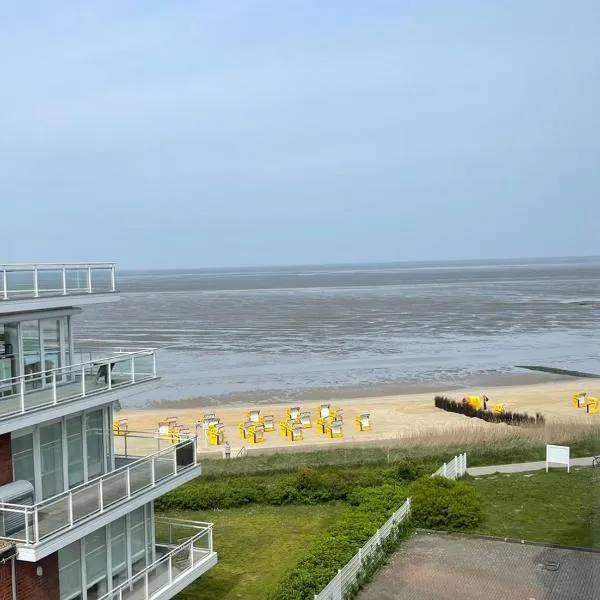 Traumhafte Ferienwohnung - direkter Meerblick - 50m zum Strand in Cuxhaven Duhnen in 1A Lage im Haus Seehütte，位于库克斯港的酒店