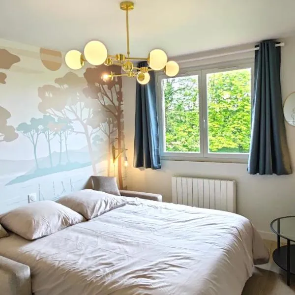 Gite "LES BOULEAUX" - Calme & Confortable - Lit QUEEN SIZE - Vue sur étang à 10mn du TOUQUET，位于圣若斯的酒店