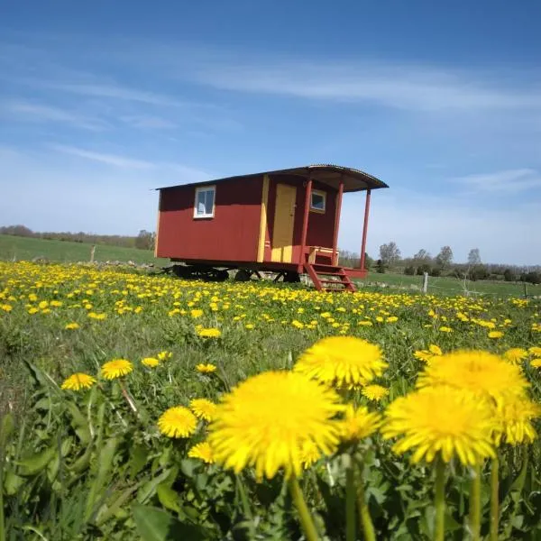 Gula Vagnen Nostalgi och natur i unik cirkusvagn，位于Hörby的酒店