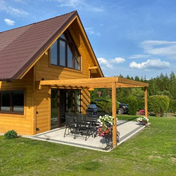 Dom z jacuzzi nad jeziorem Orzysz-Mazury，位于奥日什的酒店