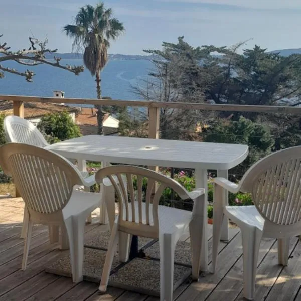 F3 RDC villa vue mer 180 face à la pointe de Giens，位于卡尔特汉的酒店