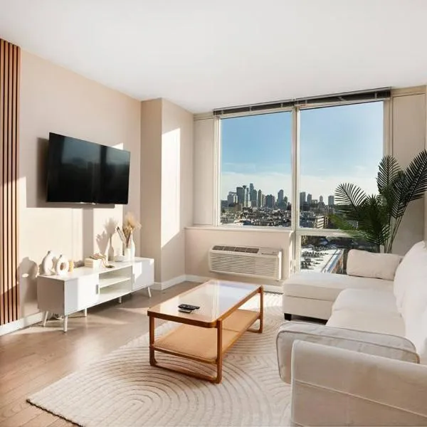 Freedom Tower View -Amenity Packed with Pool -minutes to NYC，位于霍博肯的酒店