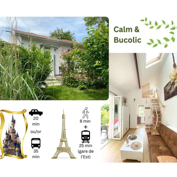 The Little Oak - tiny house with bed on mezzanine & terrace - from 1 to 4 p Disney, Paris & CDG，位于Pomponne的酒店