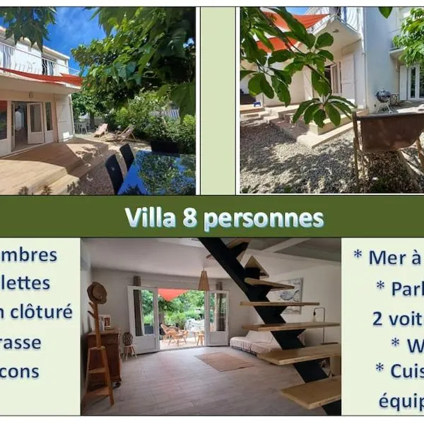 Villa 8 pers, 4 ch, jardin, clim 200m de la plage，位于旺德尔港的酒店