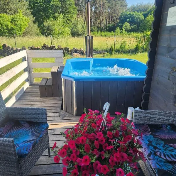 Szary Domek 2 jacuzzi sauna kominek klimatyzacja jezioro basen，位于Trojaczek的酒店