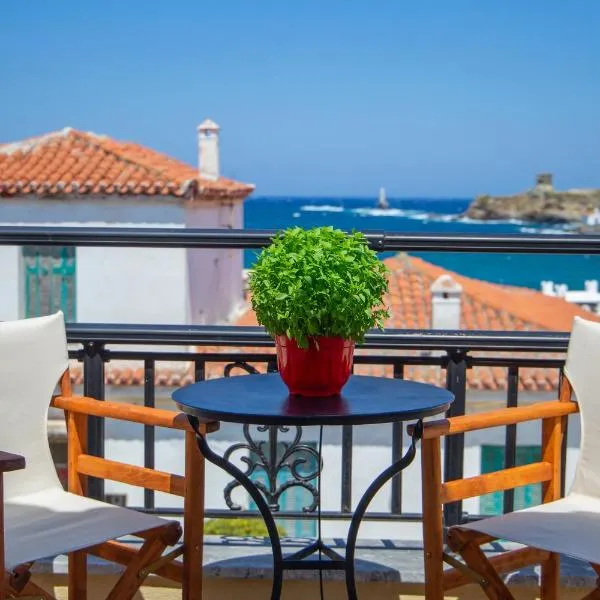 Seaview comfy flat in Andros - walk to beach，位于安德罗斯的酒店