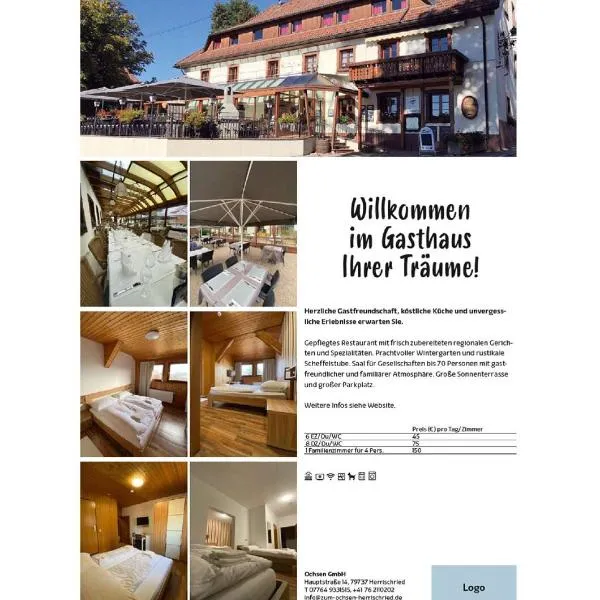 Gasthaus zum Ochsen，位于盖斯巴赫的酒店